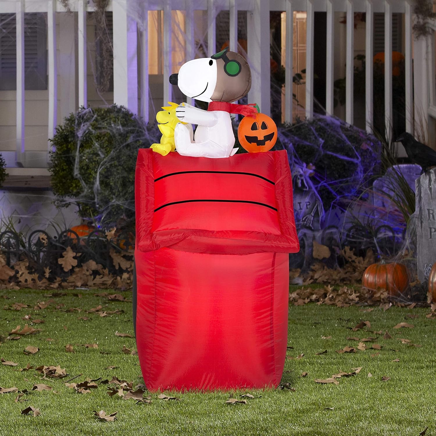 Gemmy Airblown Inflatable Snoopy as Red Barron and Woodstock on ...